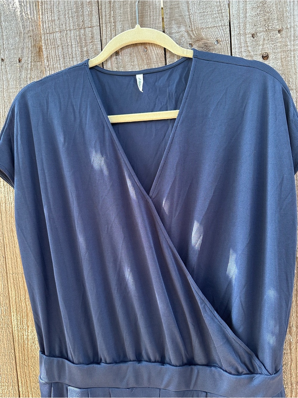 HALARA V-neck wide leg pockets wide-leg flowy waffle jumpsuit XL Navy NWOT